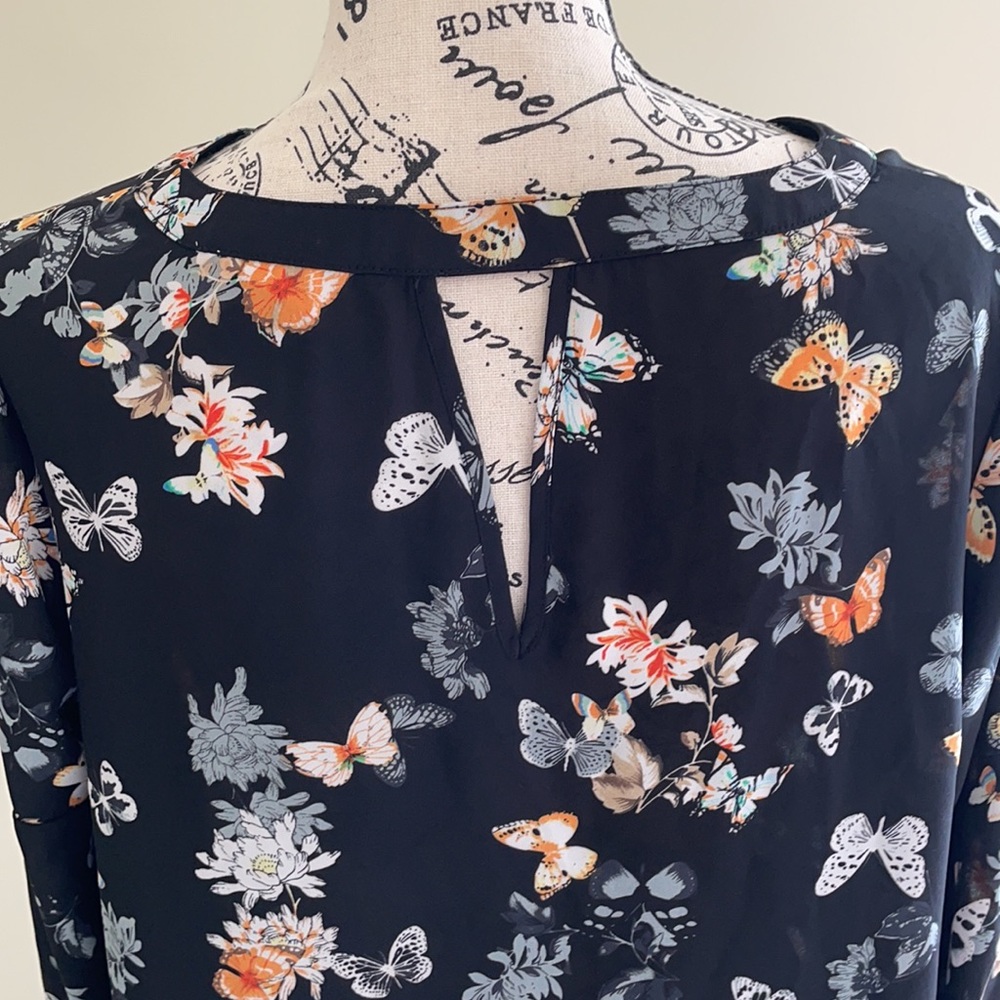 Philosophy Black Long Sleeve Butterfly Blouse EUC SZ M - Picture 6 of 9
